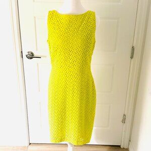 ANN TAYLOR YELLOW LACE DRESS SIZE 8